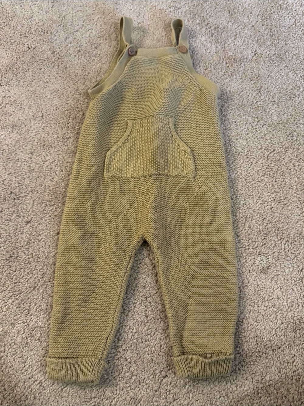 Carter’s Organic Knitted Tan Overalls with Front Pocket Size 9 Months